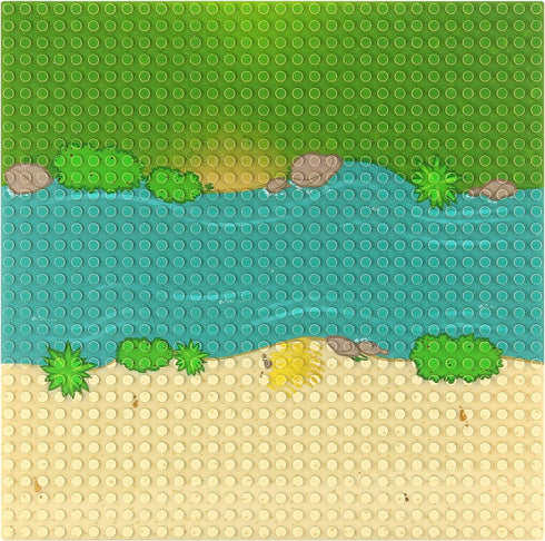 Feleph Classic Baseplate with River and Grassland Pattern Base Plates for Building Blocks 10 x 10 Inches Compatible with Major Brands...