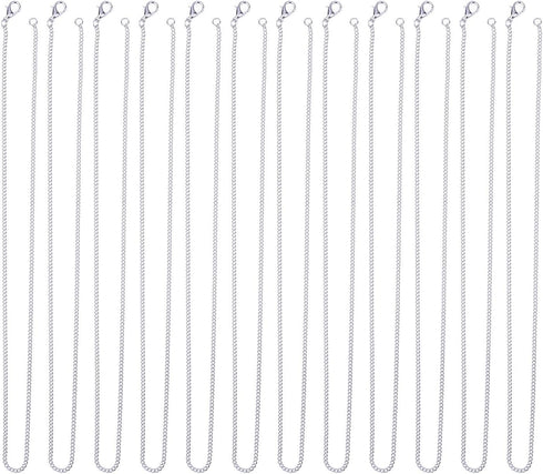 Outus 12 Pack Iron DIY Chain Necklaces Lobster Clasp Link Chain Necklaces Silver Plated (18 Inch)...