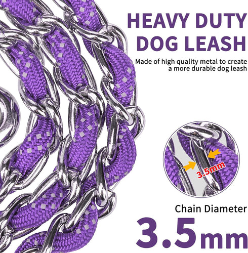 HOMIMP Heavy Duty Dog Leash Chew Proof 4 FT, Reflective Dog Leash for Medium Large Dog, Metal Dog Training Leashes with Soft Padded Handle, Strong...