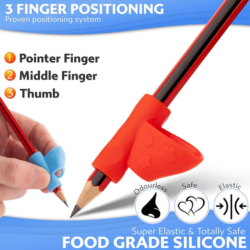 Stylo Pack of 3 Pencil Grips for Kids Handwriting Perfect Pencil Holders for Kids Home Schooling and Preschool Writing Tools for Kids Assorted Pen...