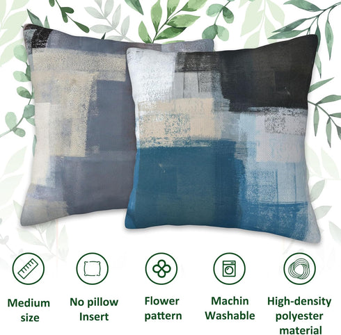 Throw Pillow Covers Abstract Art Painting Pillow Covers 18x18 Inchs Set of 2 Teal and Beige Throw Pillows Decorative Pillow Cases Cushion Covers f...