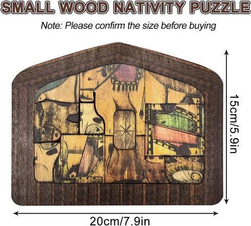Nativity Puzzle, Wooden Jesus Puzzle Statue, Wood Burned Design, Nativity Set, Home Educational Wooden Puzzles Birthday Gifts, Sculpture Decor for...