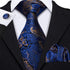 Barry.Wang Mens Tie Set Paisley Necktie Pocket Square Cufflinks Formal Wedding Business Party...