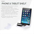 4" Small Wall Mount Shelf with Tablet & Phone Holder, Use for Baby Monitors, Bedside, Decor, Cameras, Speakers & More, Adhesive & Screw-in (White)...