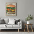 Posterizer 1 pcs-A juicy colorful hamburger-comic book inspired food art -3-Kitchen & Bar Art Art for Cafe, Restaurant, Coffee Bar - unframed wal...