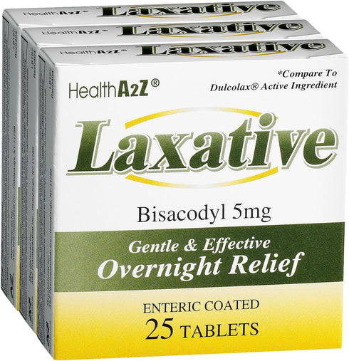HealthA2Z Laxative Bisacodyl 5mg | Gentle and Fast Overnight Relief for Constipation (75 cout (Pack of 3))...