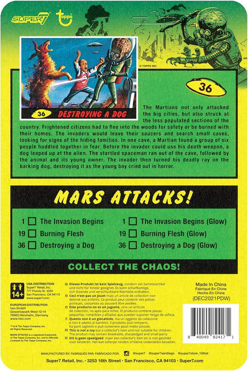 Super7 Mars Attacks Martian Destroying a Dog (Glow) - 3.75" Mars Attacks Action Figure with Accessory Vintage Collectibles and Retro Toys...
