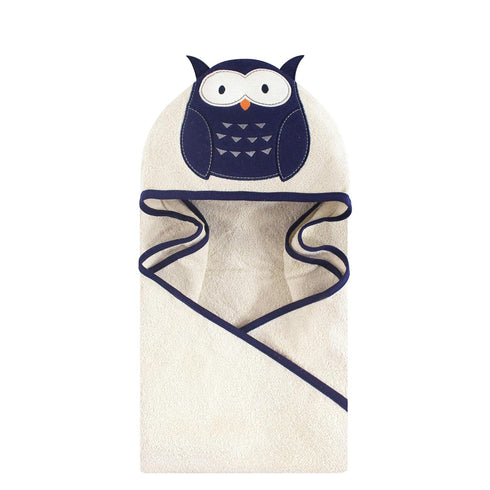 Hudson Baby Unisex Baby Cotton Animal Face Hooded Towel, Navy Owl, One Size...