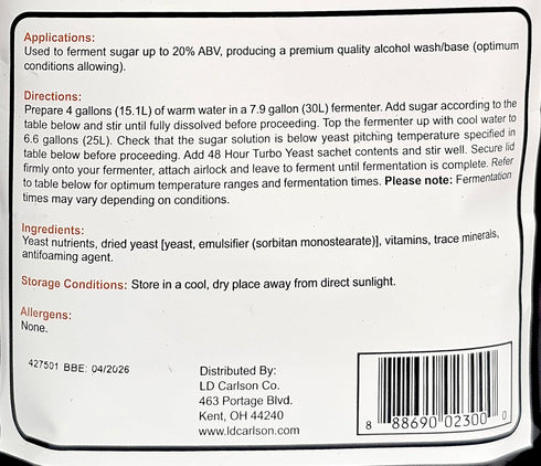 48 HOUR TURBO YEAST FERMFAST 243g PACKET...