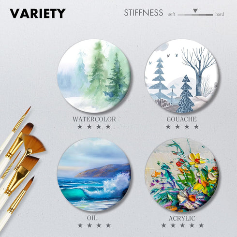 ARTIFY 15 Pieces Paint Brush Set, Intermediate Series, Includes Pop-Up Carrying Case with Palette Knife and 2 Sponges, for Acrylic, Oil, Watercolo...