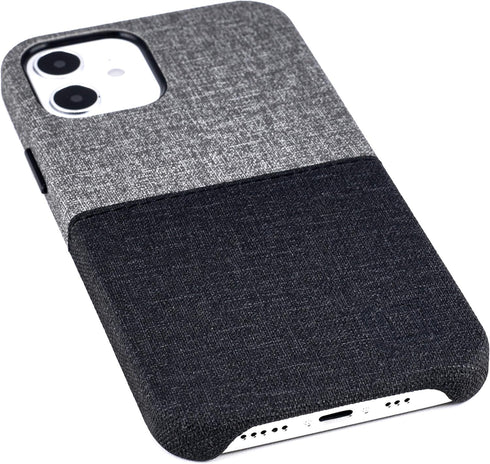 Dockem Luxe M1 Card Case for iPhone 12 & 12 Pro: Slim Canvas-Style Synthetic Leather Wallet Case with Built-in Metal Plate for Magnetic Mounting a...