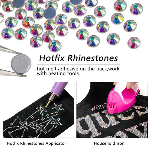 Beadsland Hotfix Rhinestones, 2880pcs Flatback Crystal Rhinestones for Crafts Clothes DIY Decorations, Crystal AB, SS10, 2.7-2.9mm...