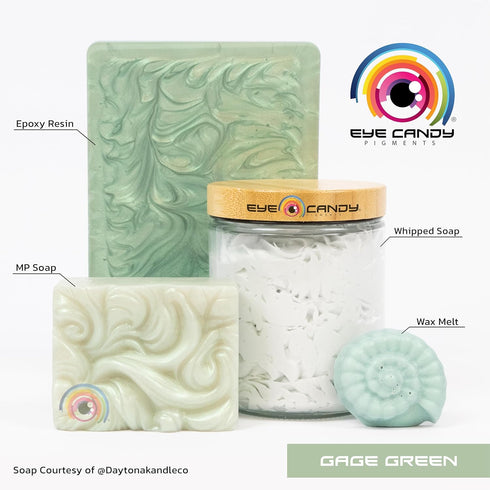Eye Candy Pigments Premium Green Mica Powder - Gage Green (25gr) - for Epoxy, Resin, Soap, Paint, Woodworking, Acrylic Pouring, Bath Bombs, Fishin...