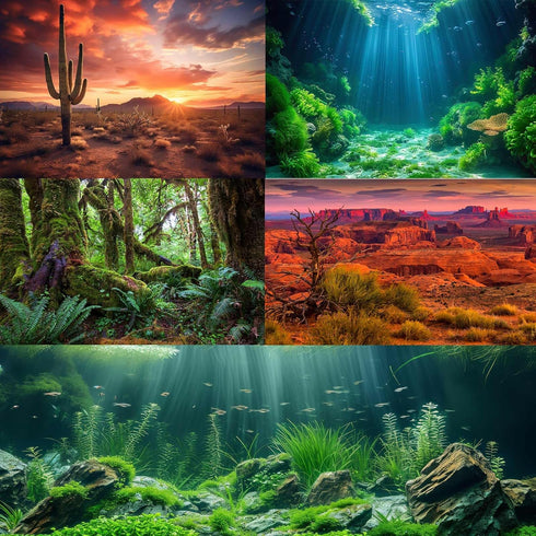 Aquarium Background Tropical Fish with Green Plants and Stones Terrarium Background Aquatic Plants Rocks Moss Tropical Style Landscape Aquarium Ba...