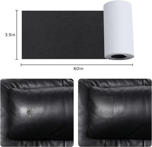 Sofa Leather Repair Patch Tape 3.5x60 Inch Large Self Adhesive Leather Sofa, Car Seat, Leather Furniture, Vinyl Repair Patch Kit (3.5x60 Inch, Gre...