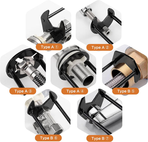 2PCS Basin Wrench, Faucet Wrench for Tight Spaces, Multifunctional Plumbers Wrench, 7 Sizes Sink Drain Plumbing Wrench, Under Sink Wrench Faucet T...