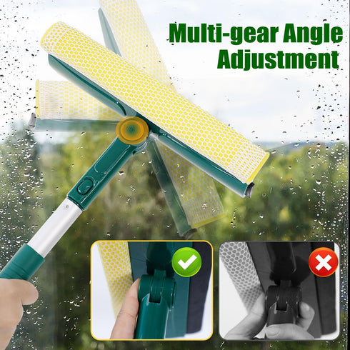 Window Squeegee for Home, 2 in 1 Window Cleaner Sponge and Dual Side Blade Rubber, Window Squeegee Cleaning Tool with 8’’ Pole for Windows, Glass ...