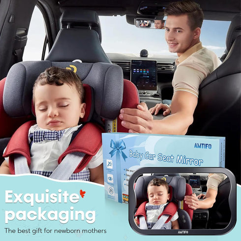 Baby Car Mirror Gifts for Newborns: Ease of Installation Non-Shaking Stability Car Seat Mirror Rear Facing Shatterproof Backseat Mirror View Infan...