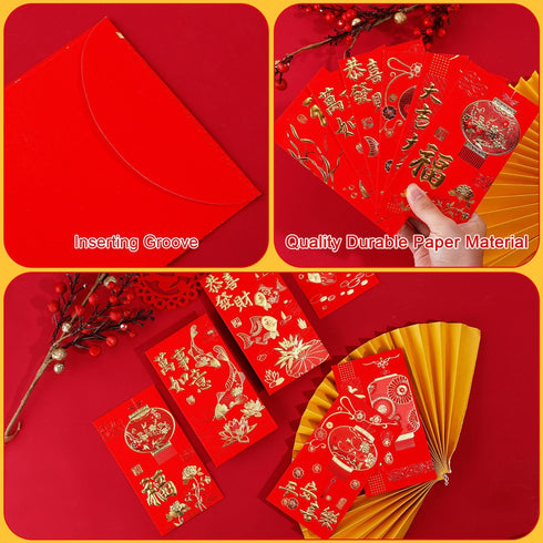 36pcs Chinese Red Envelopes, 2024 Year of Dragon Red Packets Hong Bao Lucky Money Envelopes for Chinese Lunar New Year Spring Festival Wedding Bir...