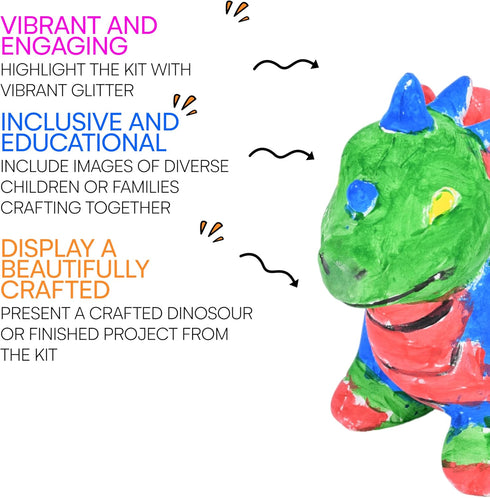 Neliblu Dinosaur Painting Kit - DIY Dino Craft Kit with Ceramic Figurine - Paintable Dino Art Activity for Toddler - Educational Toy for Dinosaur ...