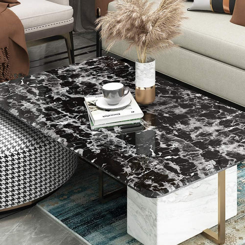 Livelynine Peel and Stick Countertop Contact Paper Waterproof Kitchen Countertop Paper Black Marble Wallpaper for Furniture Desk Table Cabinet Cov...