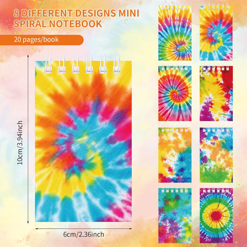 24 Pcs Mini Tie Dye Notebooks Pastel Art Party Small Notepads Tie Dye Spiral Pocket Notebook Party Hippie Mini Notepad for Kids Teacher Classroom ...
