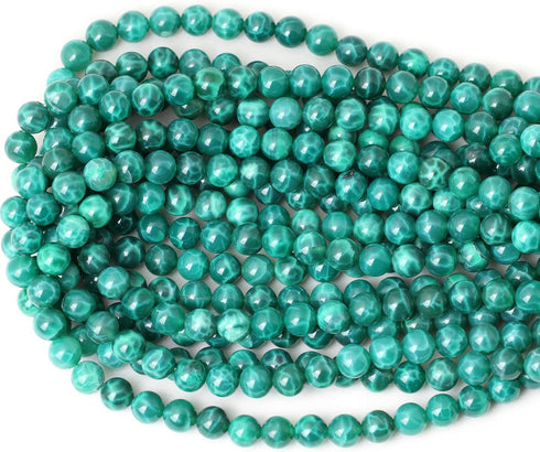 45PCS 8mm Natural Peacock Vein Agate Gemstone Round Loose Beads for Jewelry Making Jewelry Design1 Strand 15"...