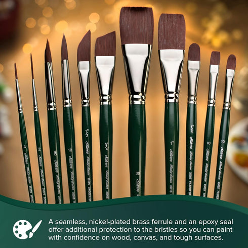 Silver Brush Limited 2500S6 Ruby Satin Round Brush for Fluid and Flow Acrylics, Size 6, Short Handle...