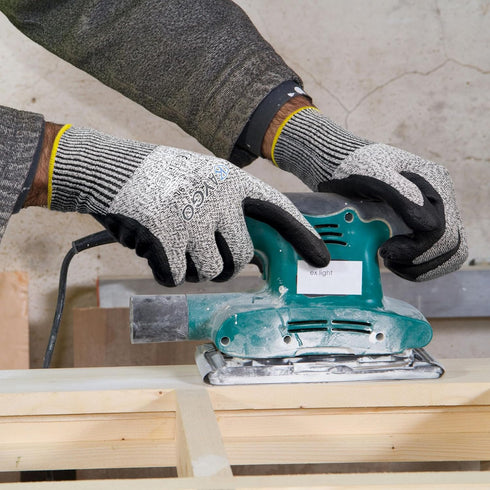 KAYGO Cut Resistant Gloves, MicroFoam Nitrile Coated, ANSI Cut level A3,Superior Grip Performance,Safety Work Gloves For Men and Women,KG21NB, 2 P...