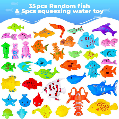 Max Fun Magnetic Fishing Water Toys for Kids Ages 3-5 with Magnet Pole Rod Net, Plastic Floating Fish for Toddler Outdoor Toys, Summer Toys, Bath ...