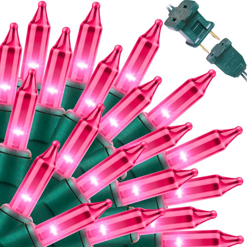 Super-Bright Extendable Pink Christmas Lights Decoration 100Lights 19.6ft UL Certified Mini Bulb String Lights Set for Outdoor Christmas Tree Gard...
