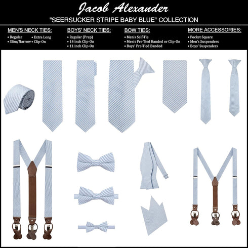Jacob Alexander Seersucker Striped Pattern Pocket Square Handkerchief...