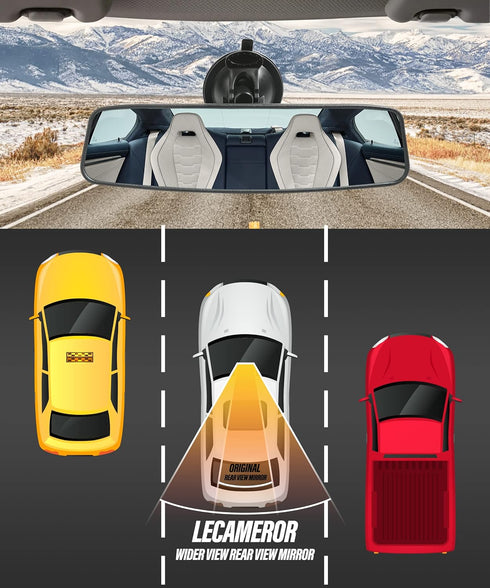Suction Cup Rear View Mirror,Anti-Glare HD Car Interior Rearview Mirror with Adjustable Suction Cup,Universal Thickened Inside Rearview Mirror, Ca...