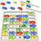 POPLAY Wooden Magnetic Fishing Game, Alphabet Fish Catching Counting Games Montessori Fine Motor Skills Toy with Letters and Numbers for Early Lea...