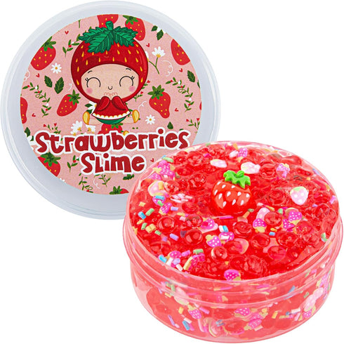 Strawberry Fishbowl Bead Slime, Good Stretchy and Non-Sticky Crunchy Slime, Slime Party Favors for Girls and Boys Ages 8-12, Slime Sensory Toys, H...