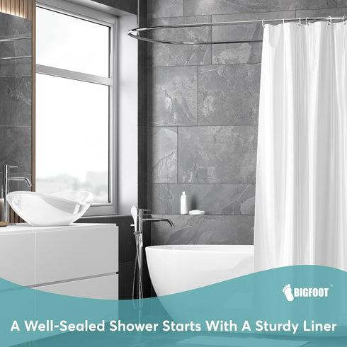 BigFoot Shower Curtain Liner – 72 x 72 PEVA Premium Shower Curtain with Rustproof Metal Grommet and 3 Magnetic Weights – Odor Free and Compatible ...
