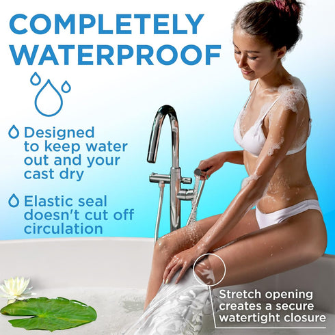 100% Waterproof Cast Covers for Shower Leg - Tight Seal - Reusable Adult 2pk Half Leg Cast Protectors - Knee, Ankle, Foot...