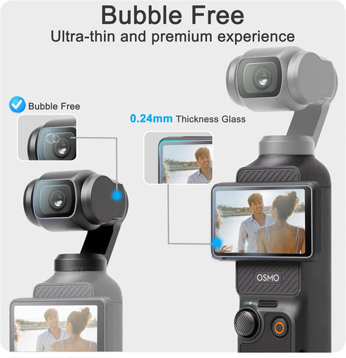 FiTSTILL 3pcs Lens Protector+3pcs LCD Screen Protector for DJI Osmo Pocket 3 Camera,0.24mm 9H Hardness Ultra-Clear Tempered Glass Film Guard Touch...