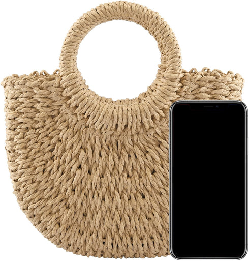 CHIC DIARY Small Summer Beach Straw Bag for Women Crossbody Top Handle Shoulder Handbag Mini Handwoven Rattan Clutch Purse...