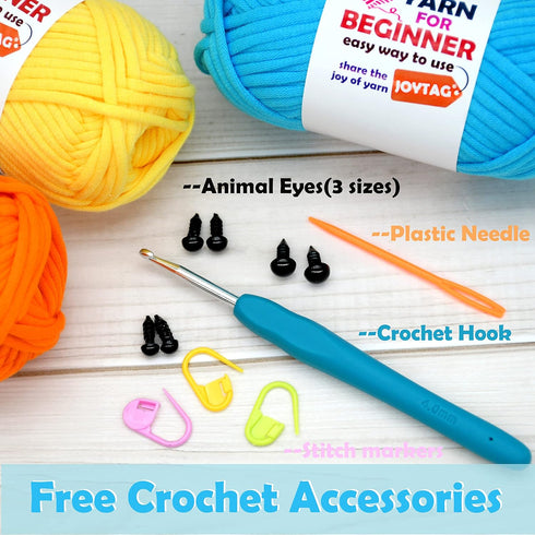 3 Pack Rainbow Beginners Crochet Yarn Pink Blue Yellow Cotton Crochet Yarn for Crocheting Knitting Beginners with Easy-to-See Stitches Cotton-Nylo...