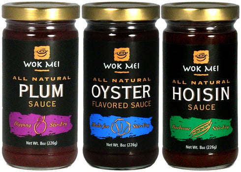 Wok Mei Variety Set of 3 - Oyster, Hoisin and Plum Sauce - 8oz Jars...
