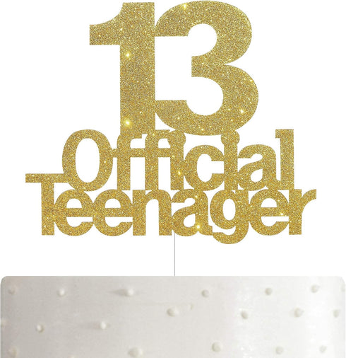 ALPHA K 13 Official Teenager Cake Topper, 13th Birthday Cake Topper, Birthday Party Decoration with Premium Gold Glitter...