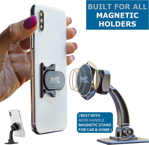 Phone Grip Holder Ring Kickstand, Unique 3-Finger Shape for Comfort and Security with Strap, Lightweight, Durable, Scratch Resistant, Compatible w...