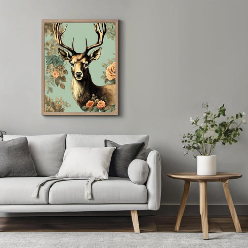 Posterizer 1 pcs-dainty retro chic floral poster of a cute deer 1-Art for Animal Lovers-GIft for Men Women Teens-Decor for Home & Office- unframed...