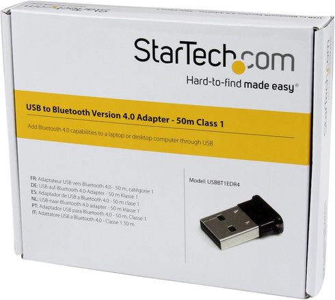 StarTech.com Bluetooth Adapter - Mini Bluetooth 4.0 USB Adapter - 50m/165ft Wireless Bluetooth Dongle - Smart Ready LE+EDR (USBBT1EDR4),Black...