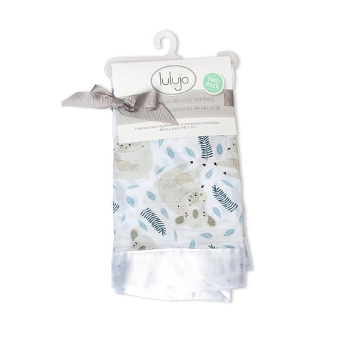 lulujo Baby Security Lovey Blankets| Unisex Softest Breathable Cotton Muslin Security Blanket with Silky Satin Trim| Neutral Comforting Blanket fo...