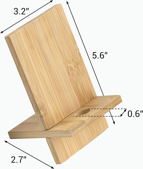 IFAMIO 2 Pack Bamboo Cell Phone Stand Wooden Phone Holder Tablet Desk Stand with Charging Hole Portable Phone Table Stand Desk Organizer Compatibl...