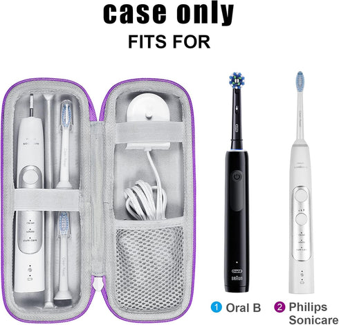 Toothbrush Hard Travel Case Compatible with Philips Sonicare Protectiveclean 4100,5100,6100,6500 Fits for Oral-B Pro 1000,1500,2000,3000,3500 Elec...