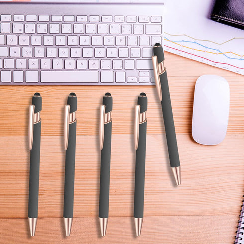 12 Pcs Blue Ink Ballpoint Pen with Stylus Tip, 1.0 mm Metal Pen Stylus Pen for Touch Screens, 2 in 1 Thank You Pen Gift for Friends, Colleagues, C...