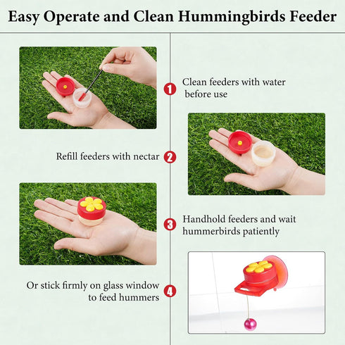 8 Pieces Handheld Hummingbird Feeders for Outdoors, Hummingbird Feeders with Suction Cups Hummingbird Hand Feeder Hummingbird Ring Feeder Mini Han...
